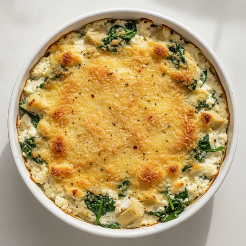 Spinach Artichoke Parmesan Cottage Bake
