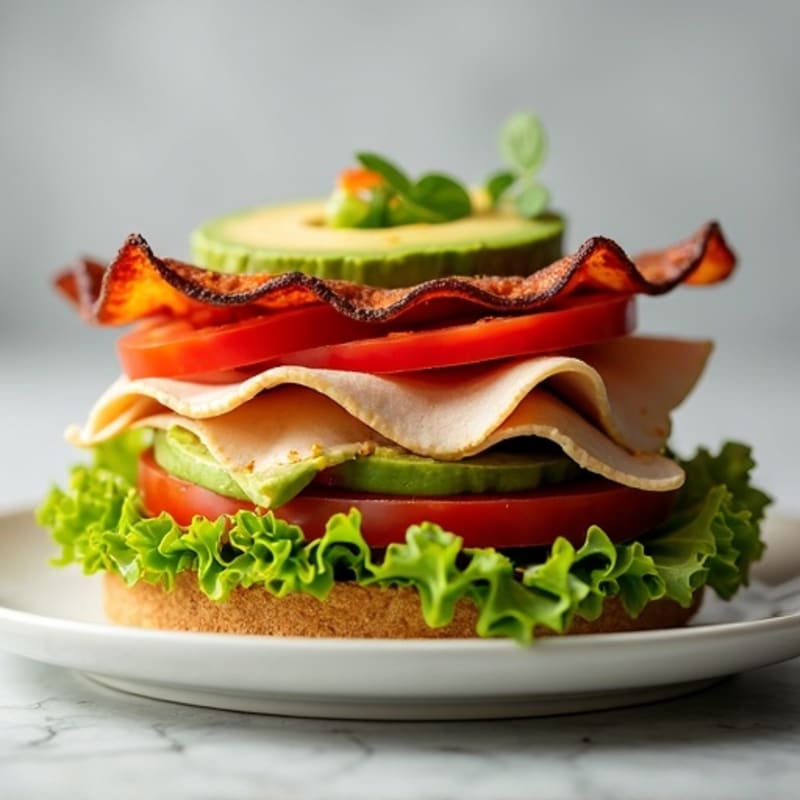 Crispy Turkey Bacon Lettuce Tomato Stack