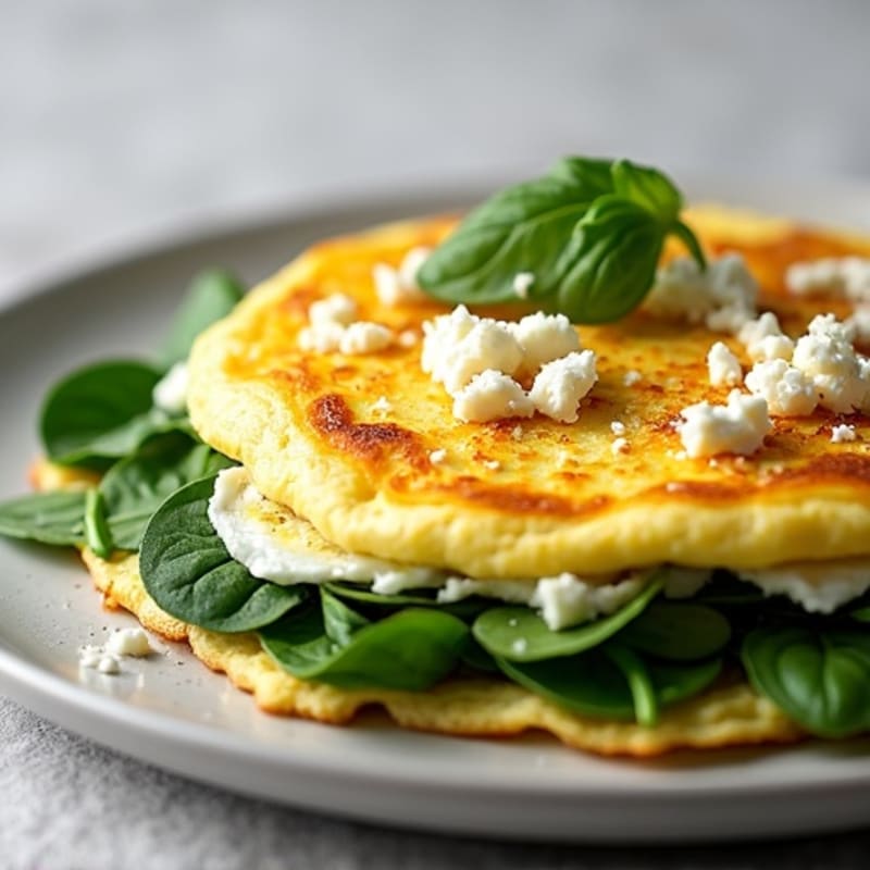 Fluffy Egg White Omelet with Spinach and Feta