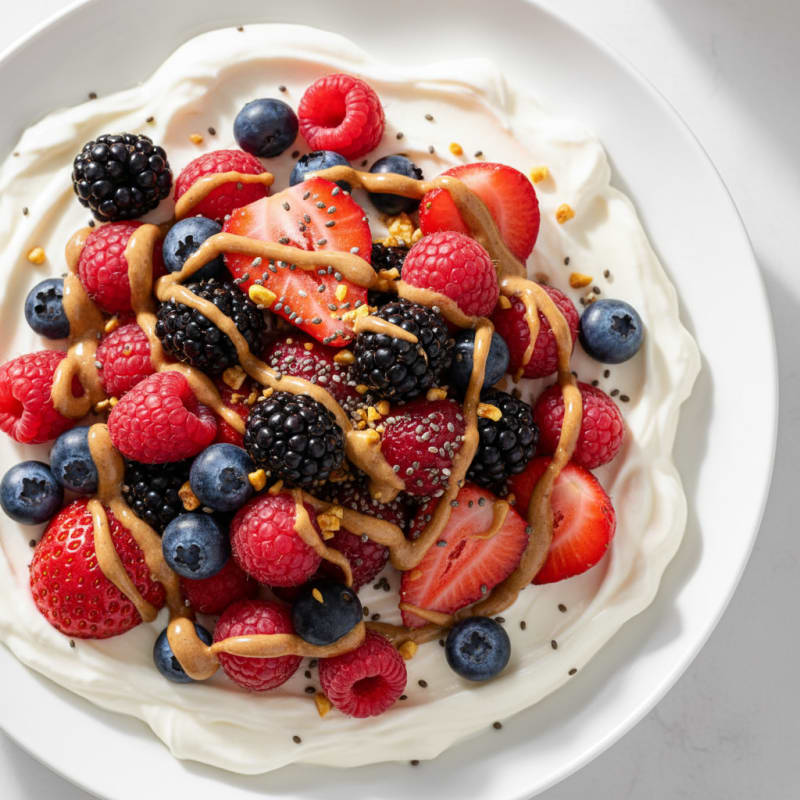 Silky Greek Yogurt Protein Pudding with Berries