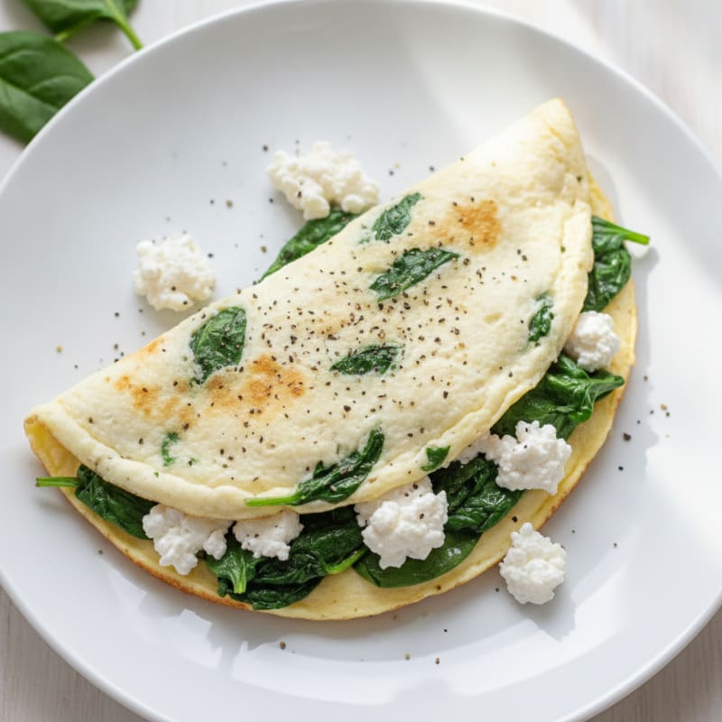 Egg White Spinach Omelette with Cottage Cheese