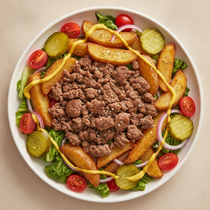 Loaded Burger Bowl with Crispy Fries