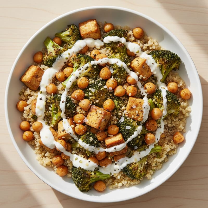 Roasted Vegetable and Chickpea Grain Bowl
