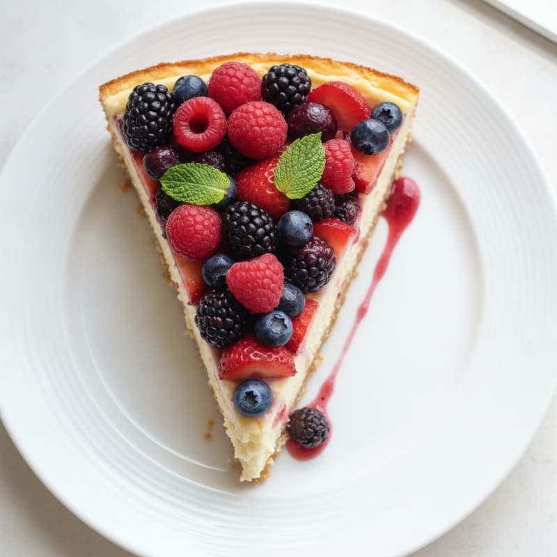 Greek Yogurt Protein Cheesecake with Mixed Berries