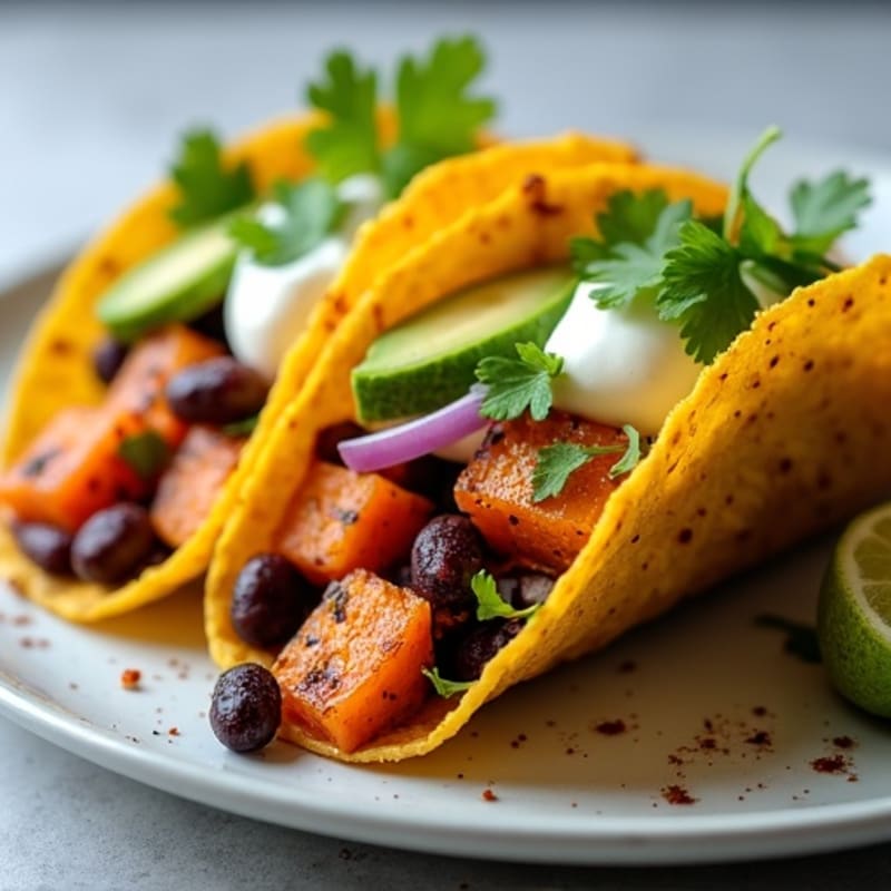 Crispy Black Bean and Roasted Sweet Potato Tacos