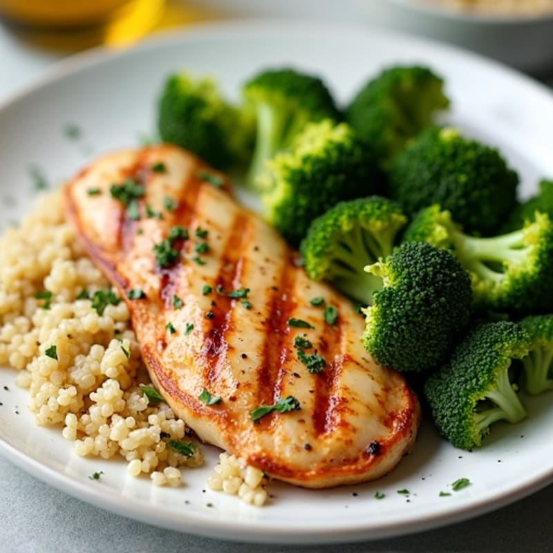 Grilled Turkey Breast with Quinoa and Steamed Broccoli