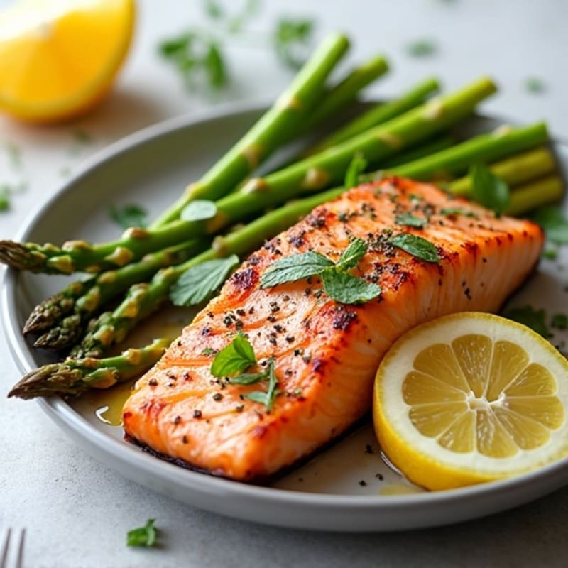 Lemon Herb Grilled Salmon with Crispy Roasted Asparagus