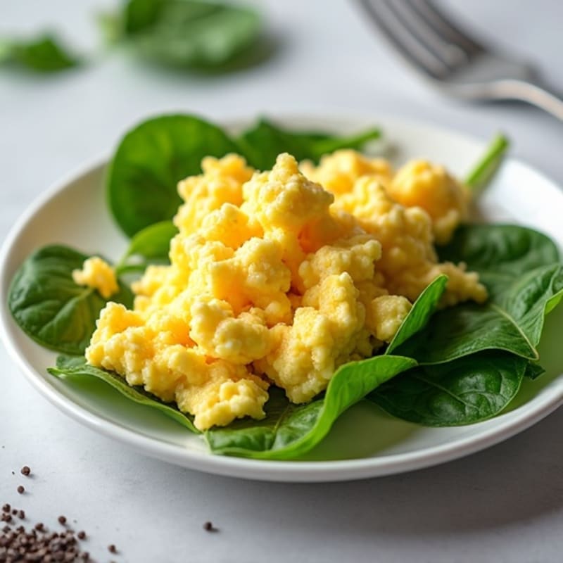 Fluffy Scrambled Eggs with Fresh Spinach