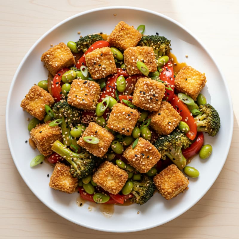 Crispy Sesame Tofu Stir-Fry