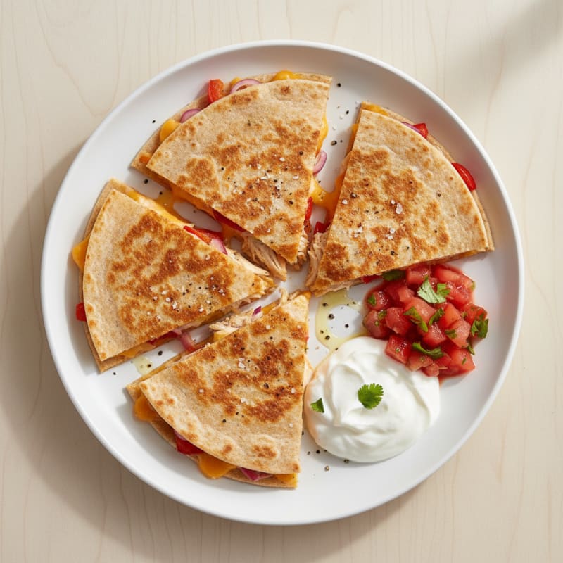 Crispy Chicken and Cheese Quesadillas