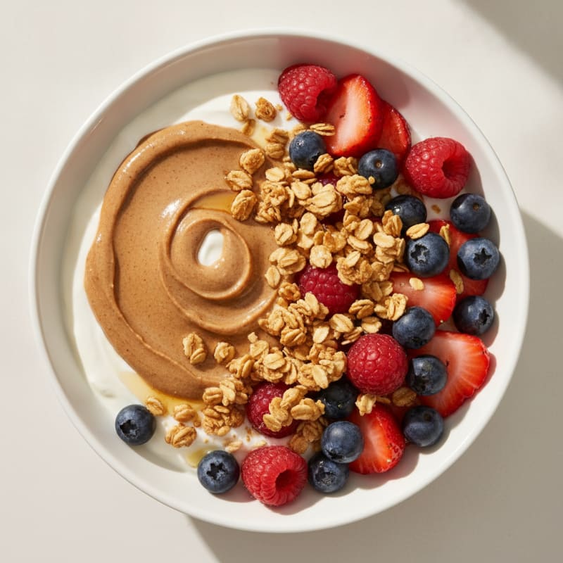 Creamy Greek Yogurt Bowl with Mixed Berries and Almond Butter