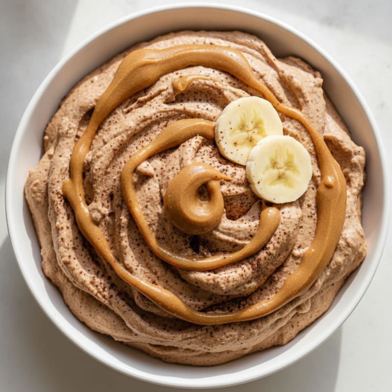 Chocolate Protein Mousse with Peanut Butter Swirl