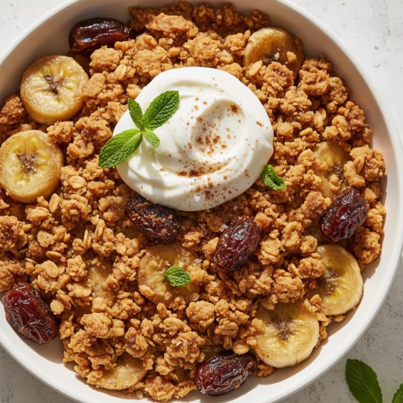 Baked Banana and Date Crumble
