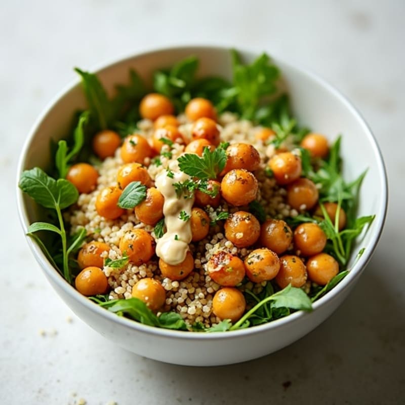 Fresh Herb-Roasted Chickpea Bowl with Lemon Tahini Drizzle