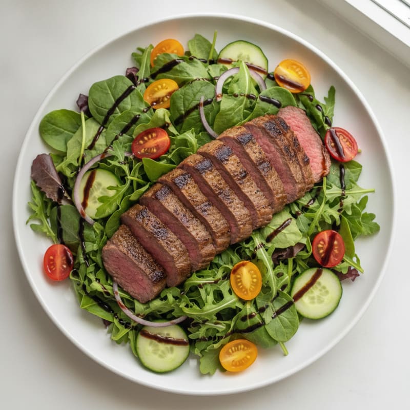 Seared Steak Salad with Mixed Greens and Cherry Tomatoes