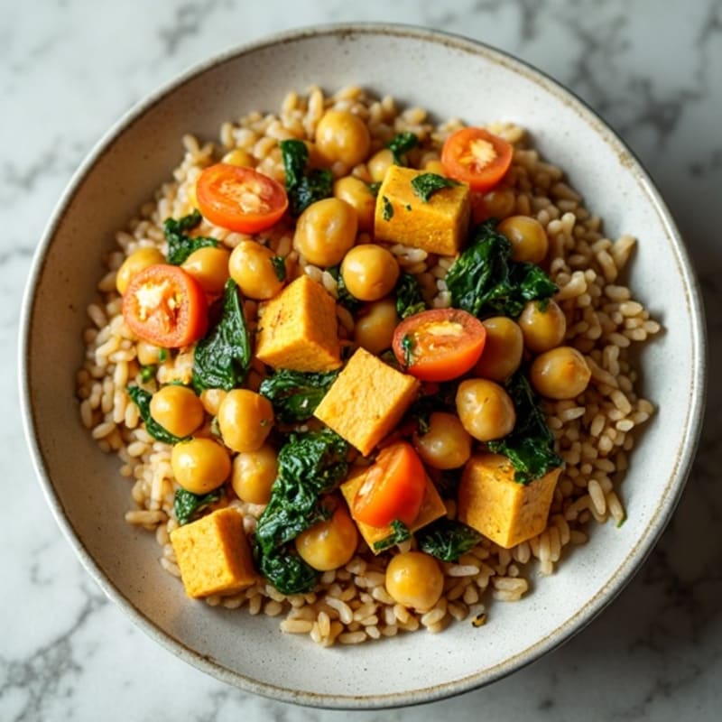 Creamy Chickpea and Spinach Curry with Brown Rice