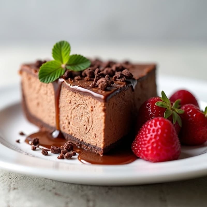 Silky Chocolate Protein Cheesecake with Greek Yogurt