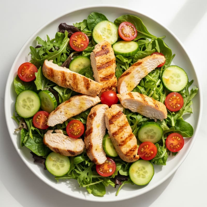 Grilled Turkey Breast Salad with Cherry Tomatoes and Cucumber