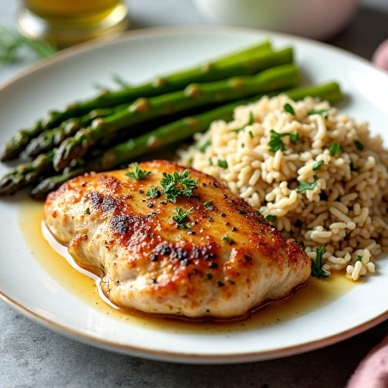 Crispy Herb-Roasted Chicken with Roasted Asparagus