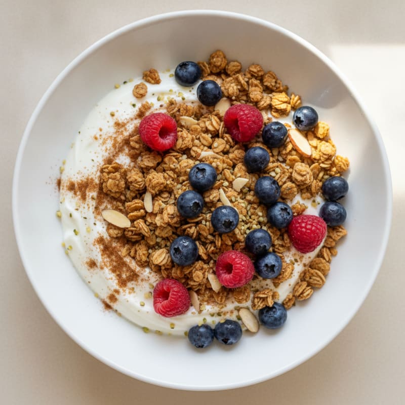 Hearty Berry and Granola Yogurt Bowl