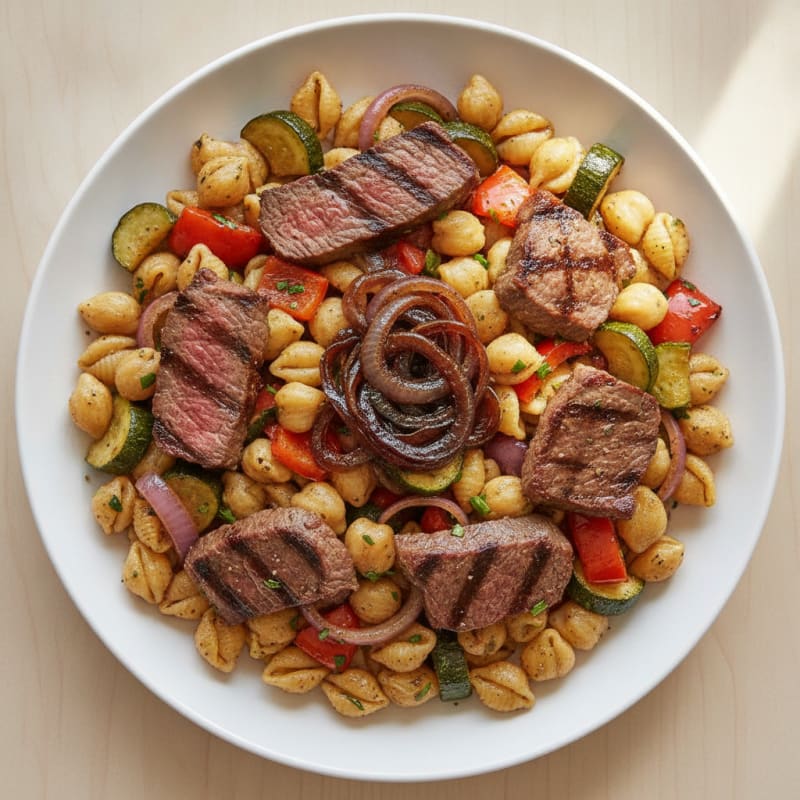 Grilled Beef and Roasted Vegetable Pasta Salad
