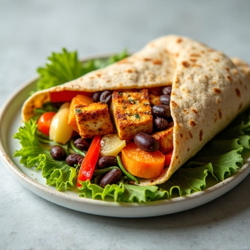 Fresh Rainbow Veggie Wrap with Herbed Hummus