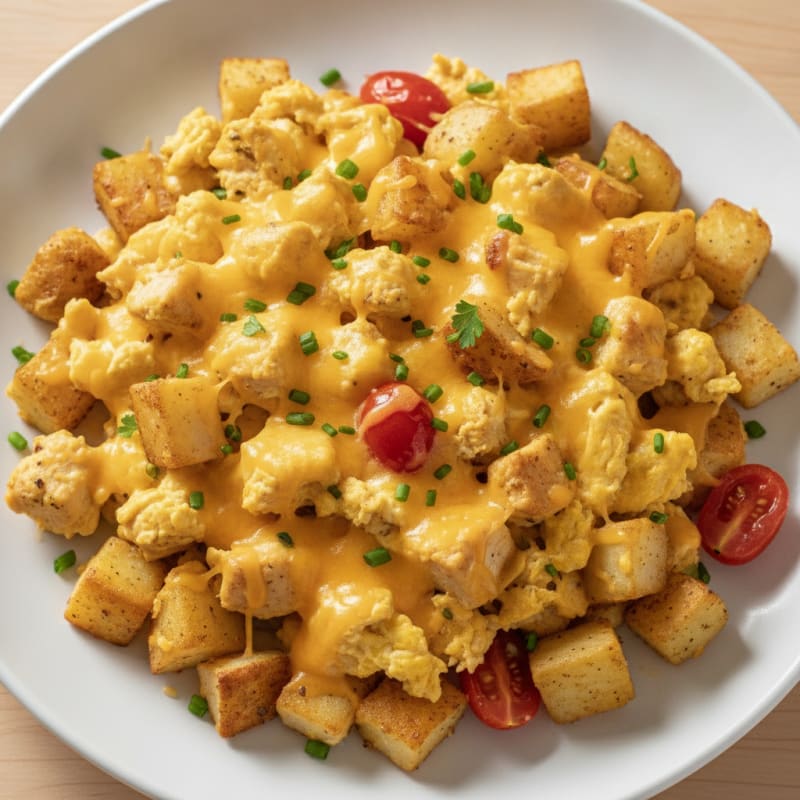 Cheesy Chicken and Potato Scramble