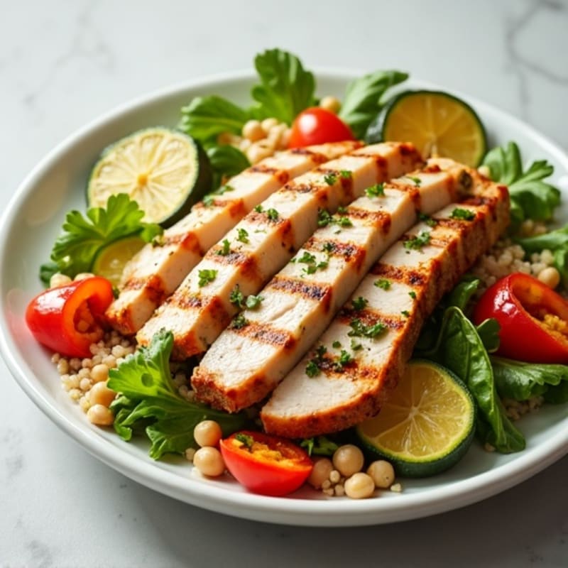 Grilled Turkey Breast Salad with Quinoa and Roasted Vegetables