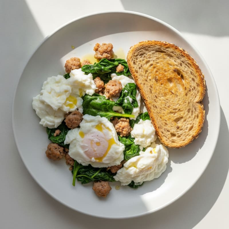 Scrambled Egg Whites with Turkey Sausage and Spinach