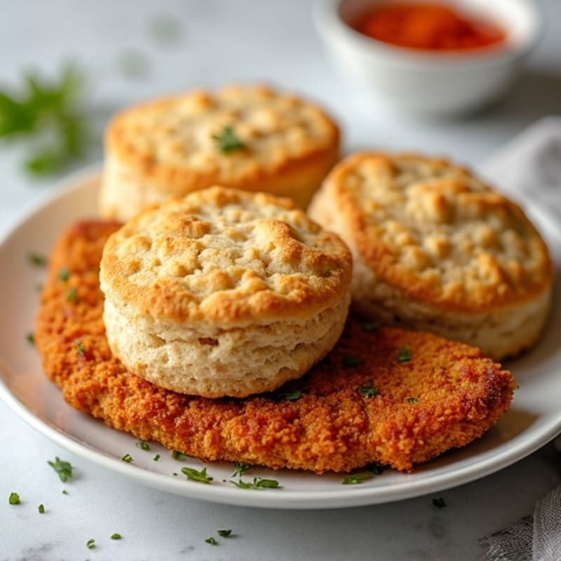 Crispy Baked Chicken with Fluffy Whole Wheat Drop Biscuits