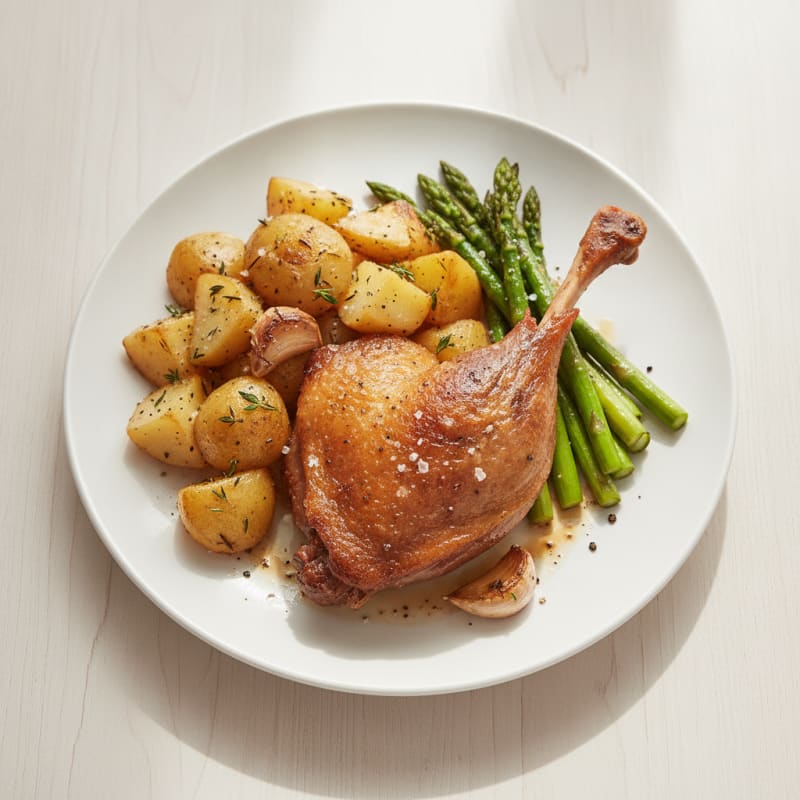 Crispy Duck Confit with Herb-Roasted Potatoes