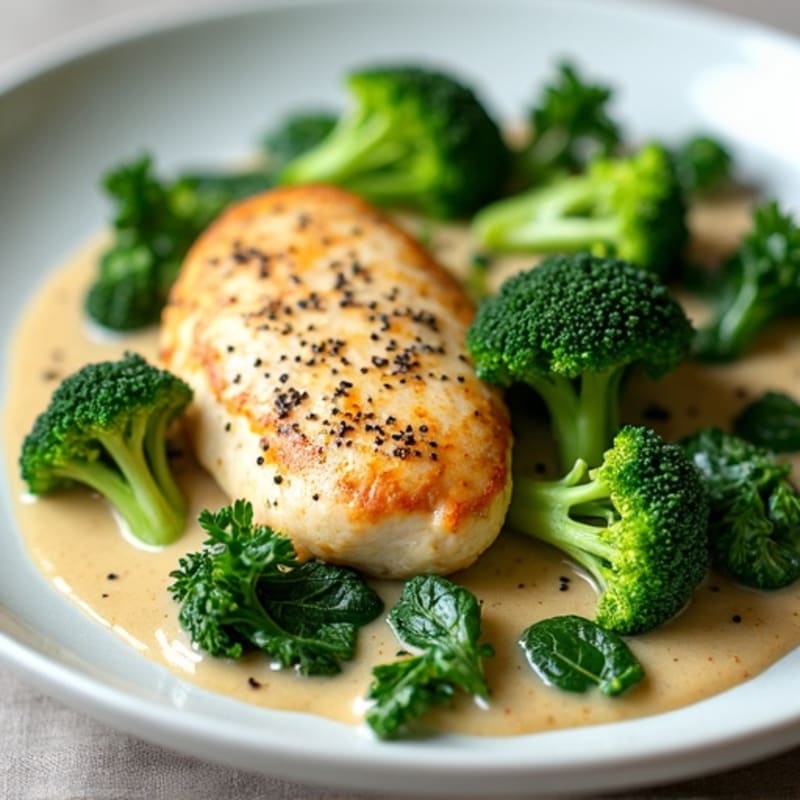 Creamy Coconut Chicken with Vibrant Green Vegetables