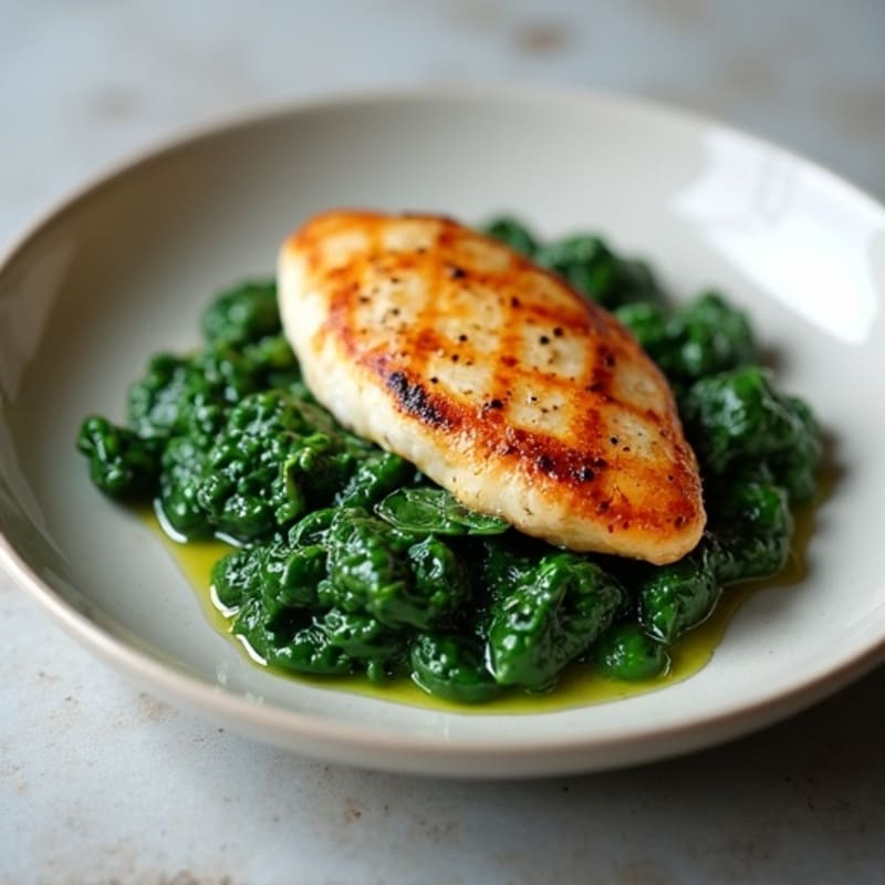 Pan-Seared Chicken with Creamy Garlic Spinach