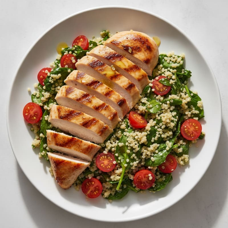 Grilled Chicken Breast with Spinach Quinoa Salad