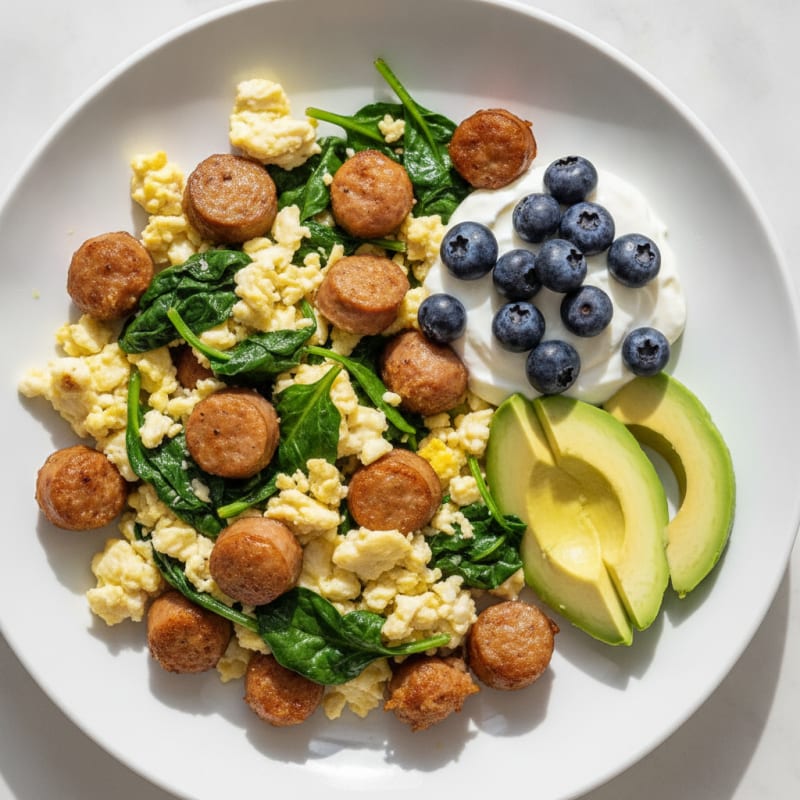 Egg White Scramble with Turkey Sausage and Greek Yogurt