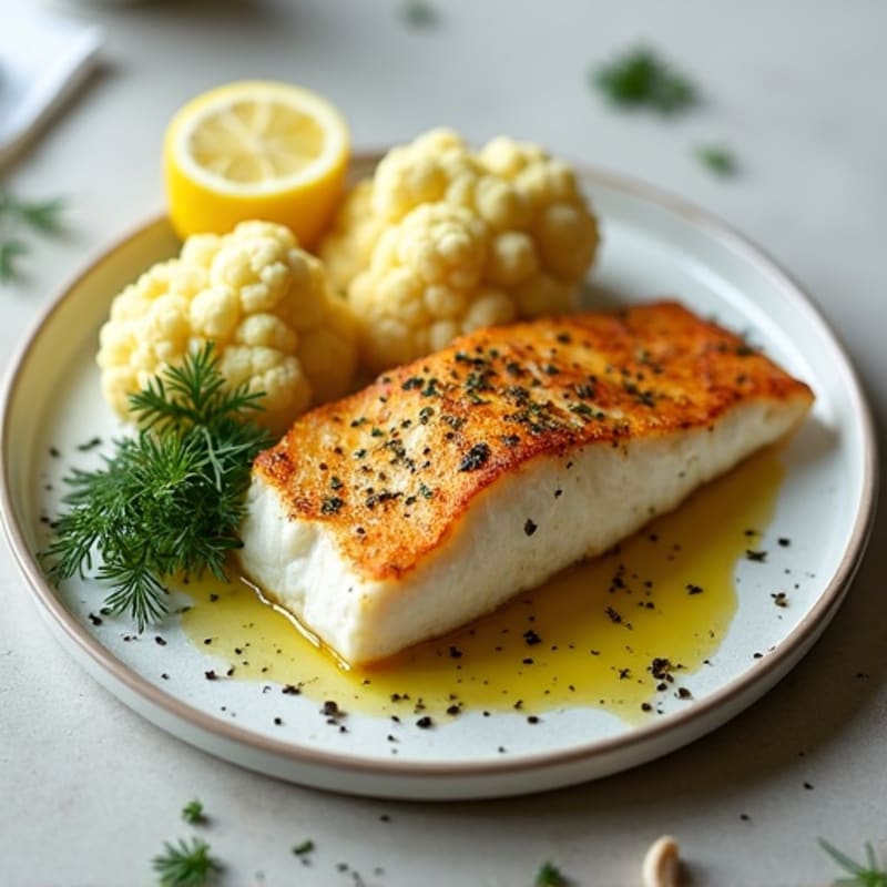 Seared Cod with Roasted Cauliflower and Fresh Herbs