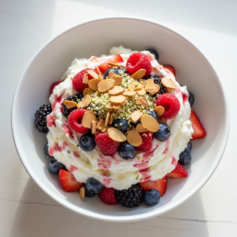 Greek Yogurt Protein Parfait with Mixed Berries and Protein Powder