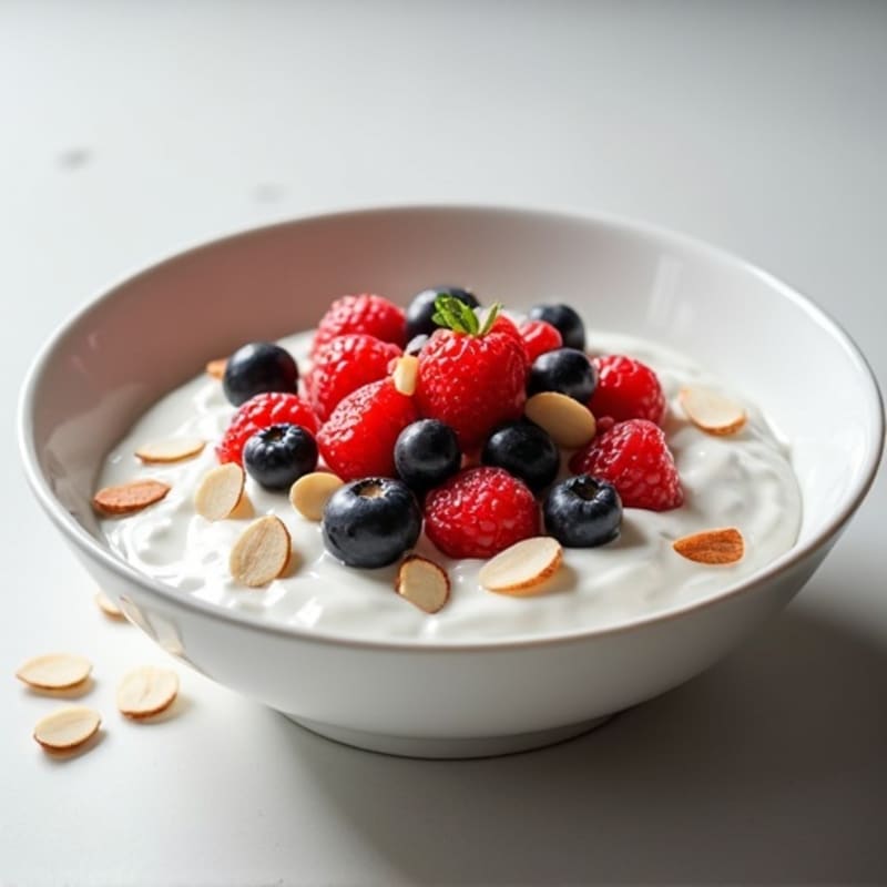 Creamy Greek Yogurt with Fresh Berries and Crunchy Almonds