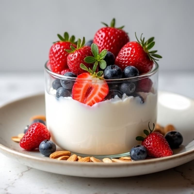 Creamy Greek Yogurt Parfait with Mixed Berries and Almonds