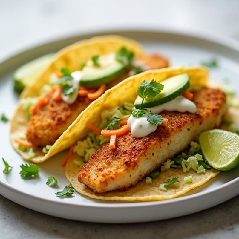 Crispy Baked Cod Fish Tacos with Lime Slaw