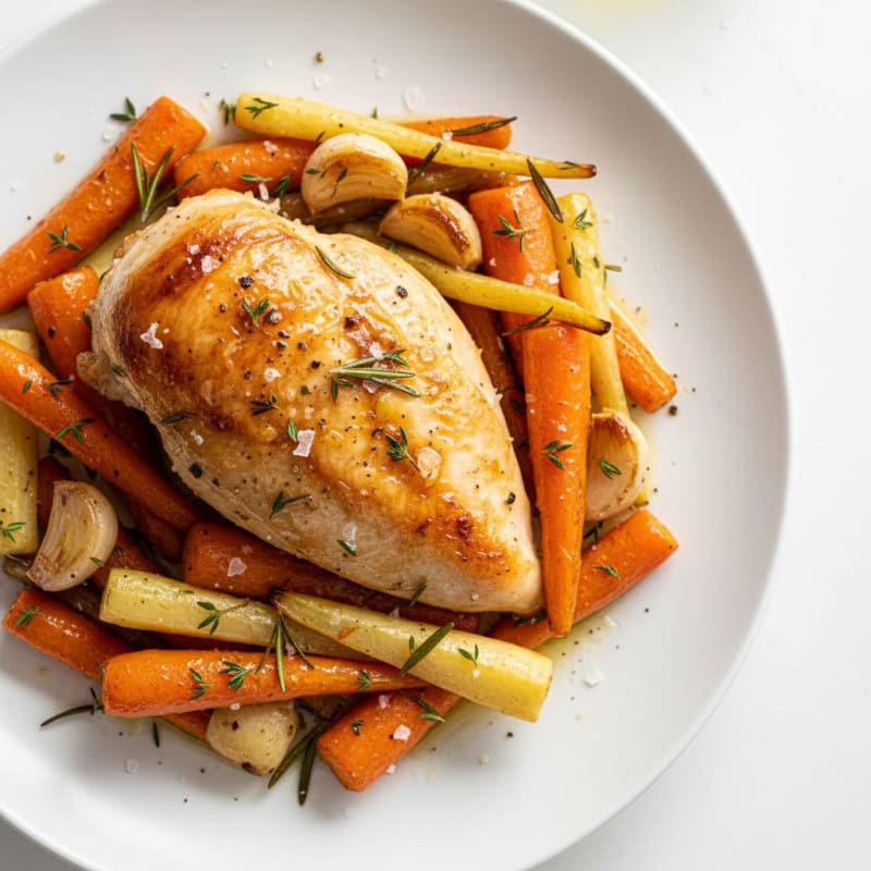 Garlic Herb Roasted Chicken with Root Vegetables