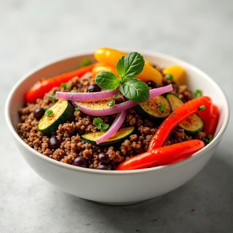 Savory Ground Beef and Roasted Vegetable Bowl