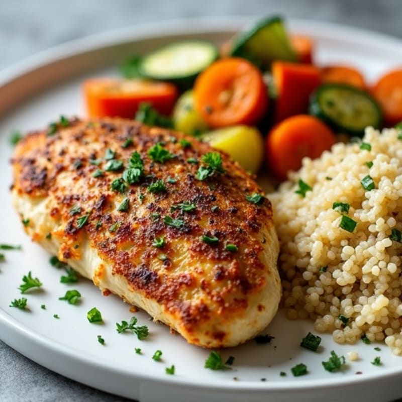 Herb-Crusted Pan Seared Chicken with Roasted Vegetables