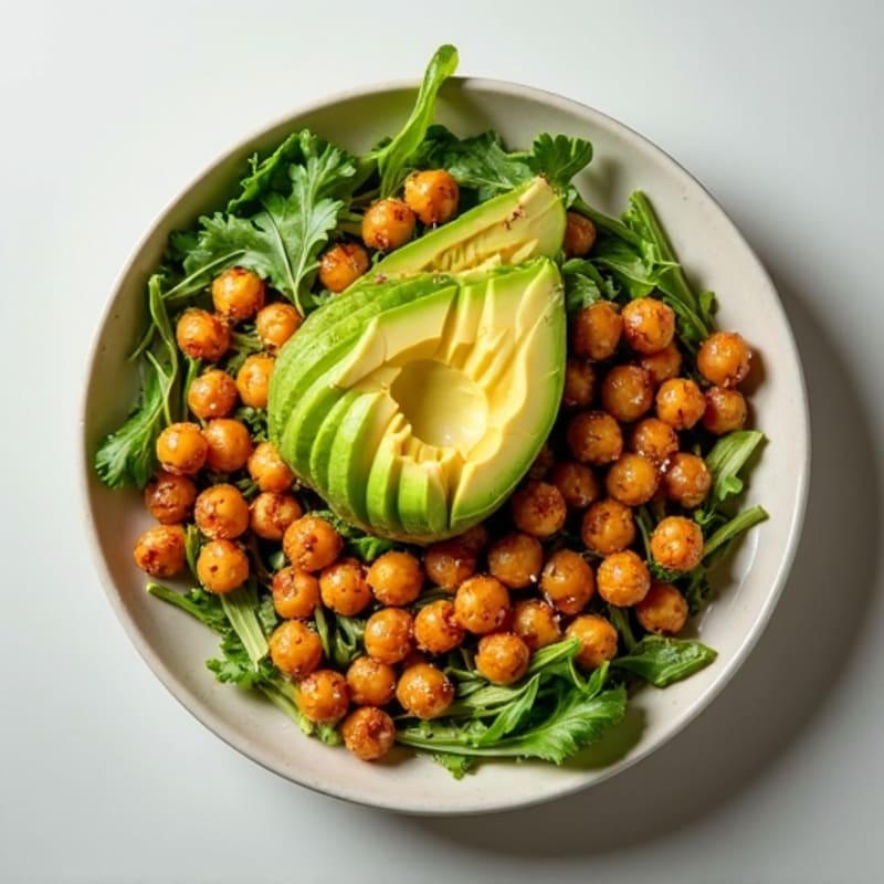 Crispy Chickpea and Avocado Salad with Lemon Tahini Dressing