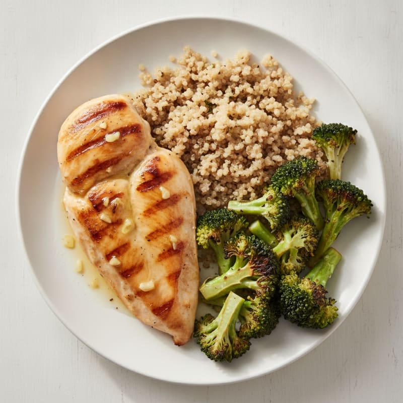 Grilled Chicken Breast with Roasted Broccoli and Quinoa