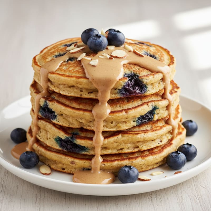 Berry-Almond Protein Pancake Stack