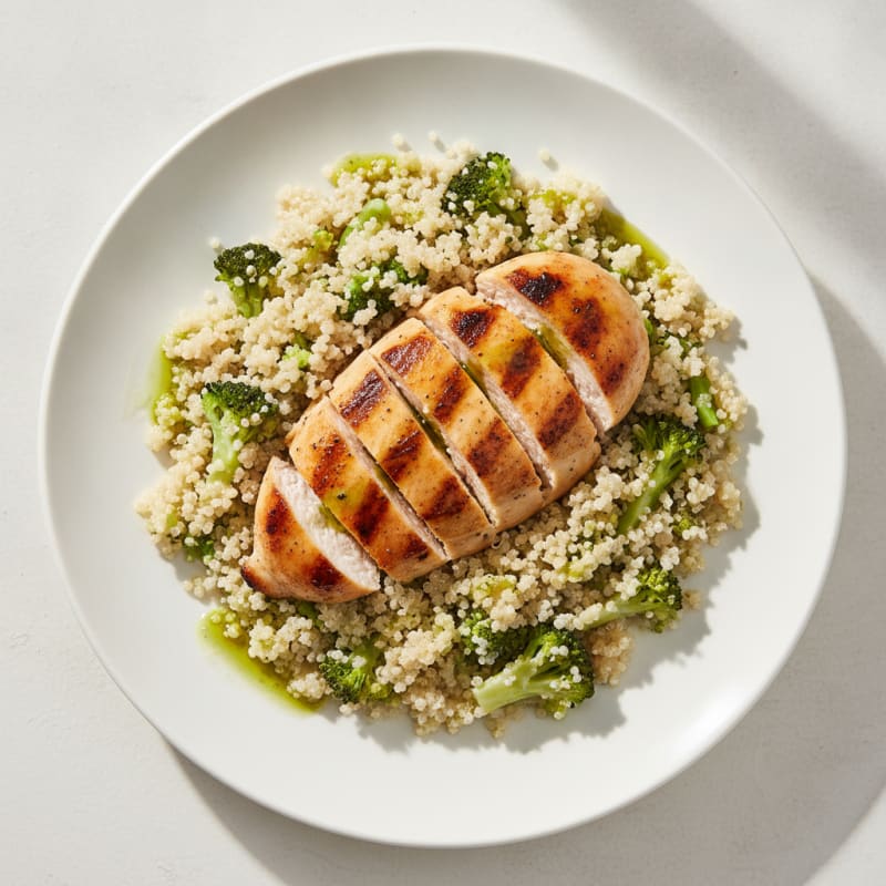 Grilled Chicken Breast with Quinoa and Steamed Broccoli