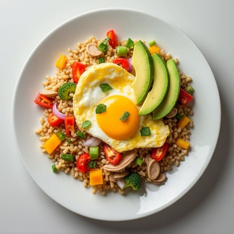 Egg White and Turkey Scramble with Brown Rice