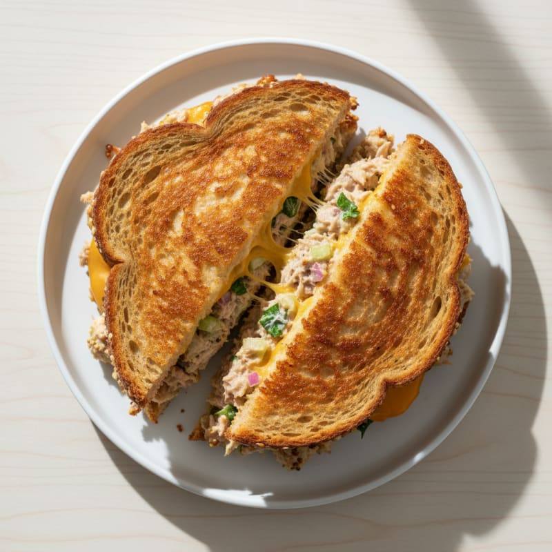 Golden Crispy Tuna Melt Sandwich