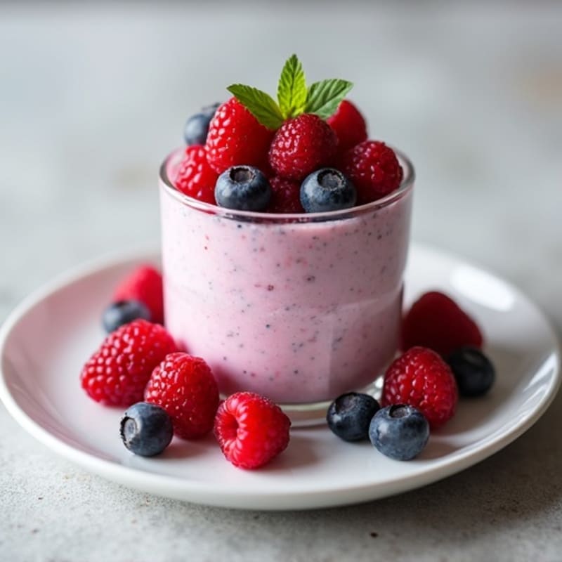 Greek Yogurt Protein Mousse with Mixed Berries